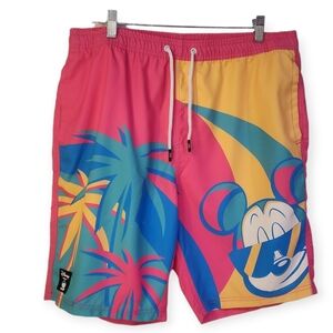 Neff Pink and Yellow Men Swim Board Shorts